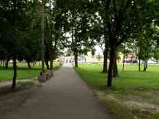 A small park by the railroad station.